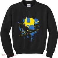Sweden Flag Skier Swedish Alpine Skiing Kids Sweatshirt thumb 0