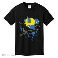 Sweden Flag Skier Swedish Alpine Skiing Kids T-Shirt thumb 0