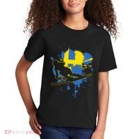 Sweden Flag Skier Swedish Alpine Skiing Kids T-Shirt thumb 2