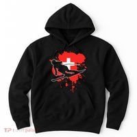 Switzerland Flag Skier Swiss Alpine Skiing Hoodie thumb 0