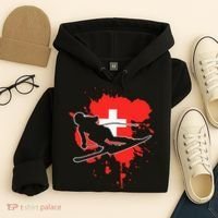Switzerland Flag Skier Swiss Alpine Skiing Hoodie thumb 4