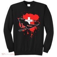 Switzerland Flag Skier Swiss Alpine Skiing Sweatshirt thumb 0