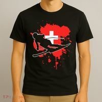 Switzerland Flag Skier Swiss Alpine Skiing T-Shirt thumb 3