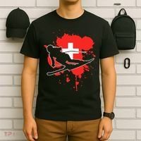 Switzerland Flag Skier Swiss Alpine Skiing T-Shirt thumb 6