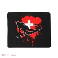Switzerland Flag Skier Swiss Alpine Skiing Mousepad thumb 0