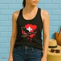 Switzerland Flag Skier Swiss Alpine Skiing Women's Tank Top thumb 2