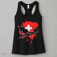 Switzerland Flag Skier Swiss Alpine Skiing Women's Tank Top thumb 3