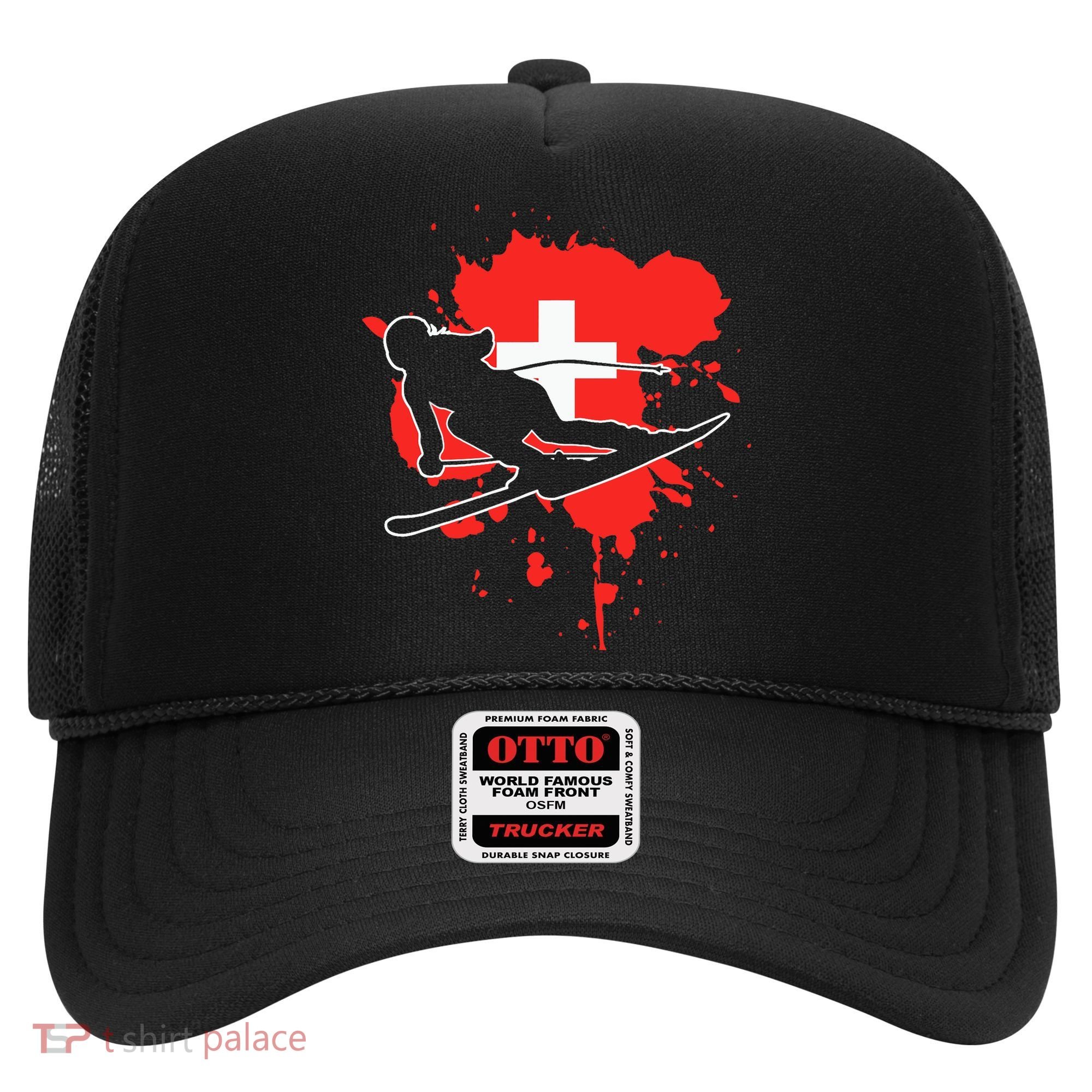 Switzerland Flag Skier Swiss Alpine Skiing Hat