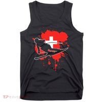 Switzerland Flag Skier Swiss Alpine Skiing Tank Top thumb 0