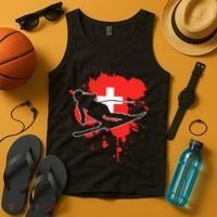 Switzerland Flag Skier Swiss Alpine Skiing Tank Top thumb 4