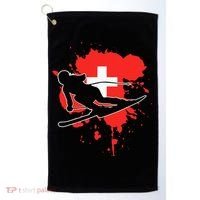 Switzerland Flag Skier Swiss Alpine Skiing Golf Towel thumb 0