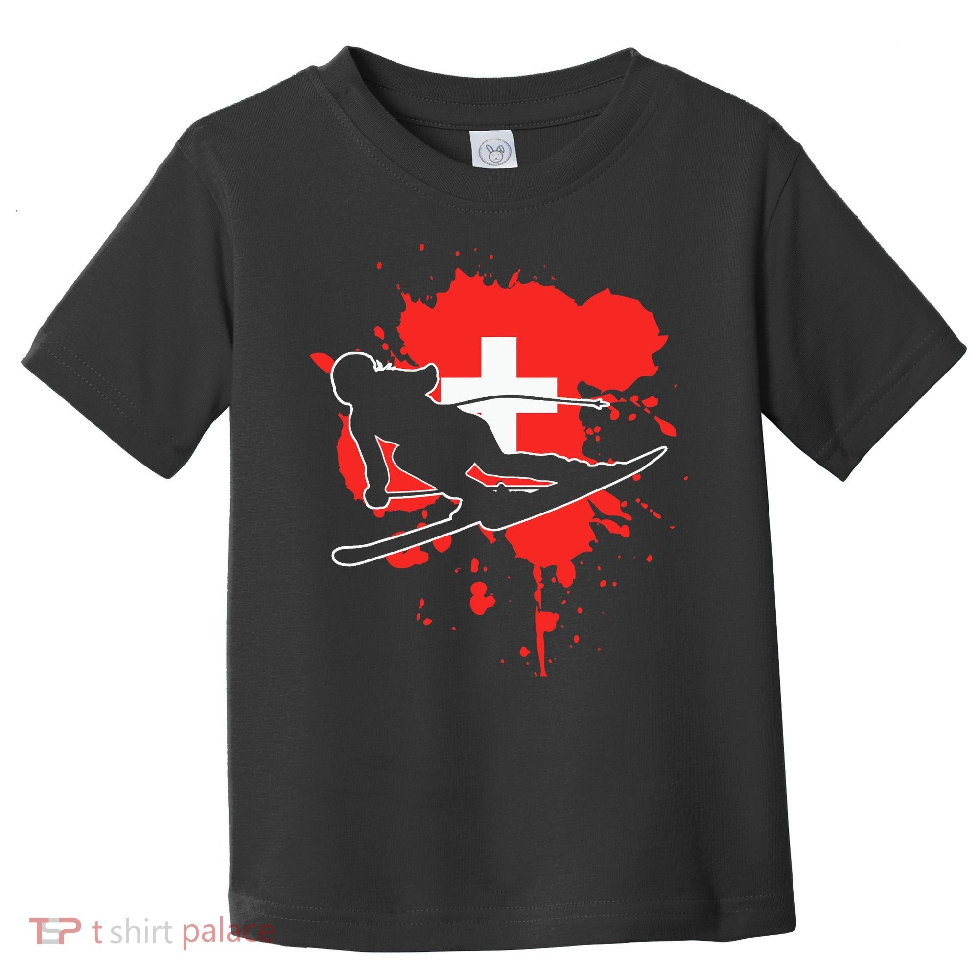 Switzerland Flag Skier Swiss Alpine Skiing Toddler T-Shirt