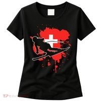Switzerland Flag Skier Swiss Alpine Skiing Women's T-Shirt thumb 0