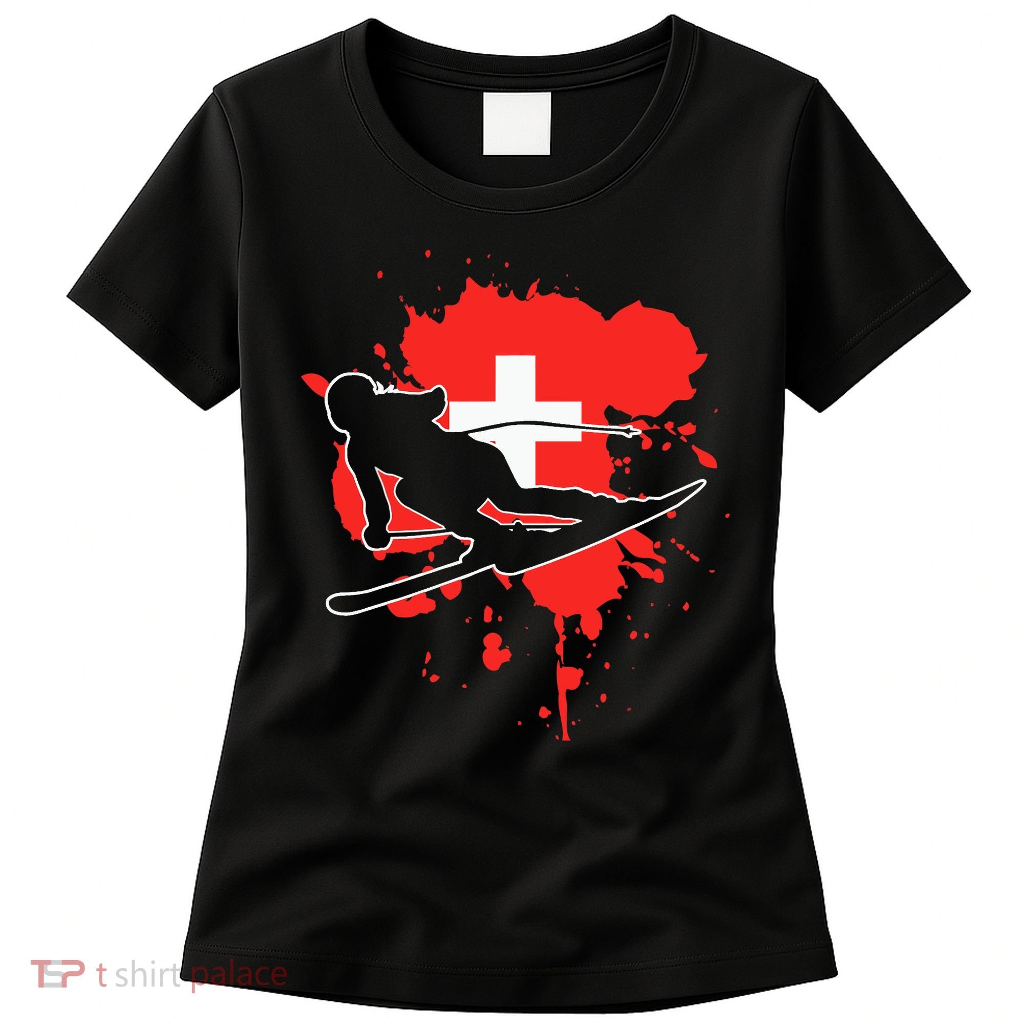 Switzerland Flag Skier Swiss Alpine Skiing Women's T-Shirt