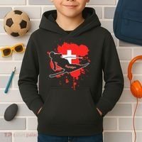 Switzerland Flag Skier Swiss Alpine Skiing Kids Hoodie thumb 2