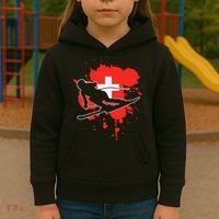Switzerland Flag Skier Swiss Alpine Skiing Kids Hoodie thumb 3