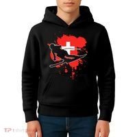 Switzerland Flag Skier Swiss Alpine Skiing Kids Hoodie thumb 4