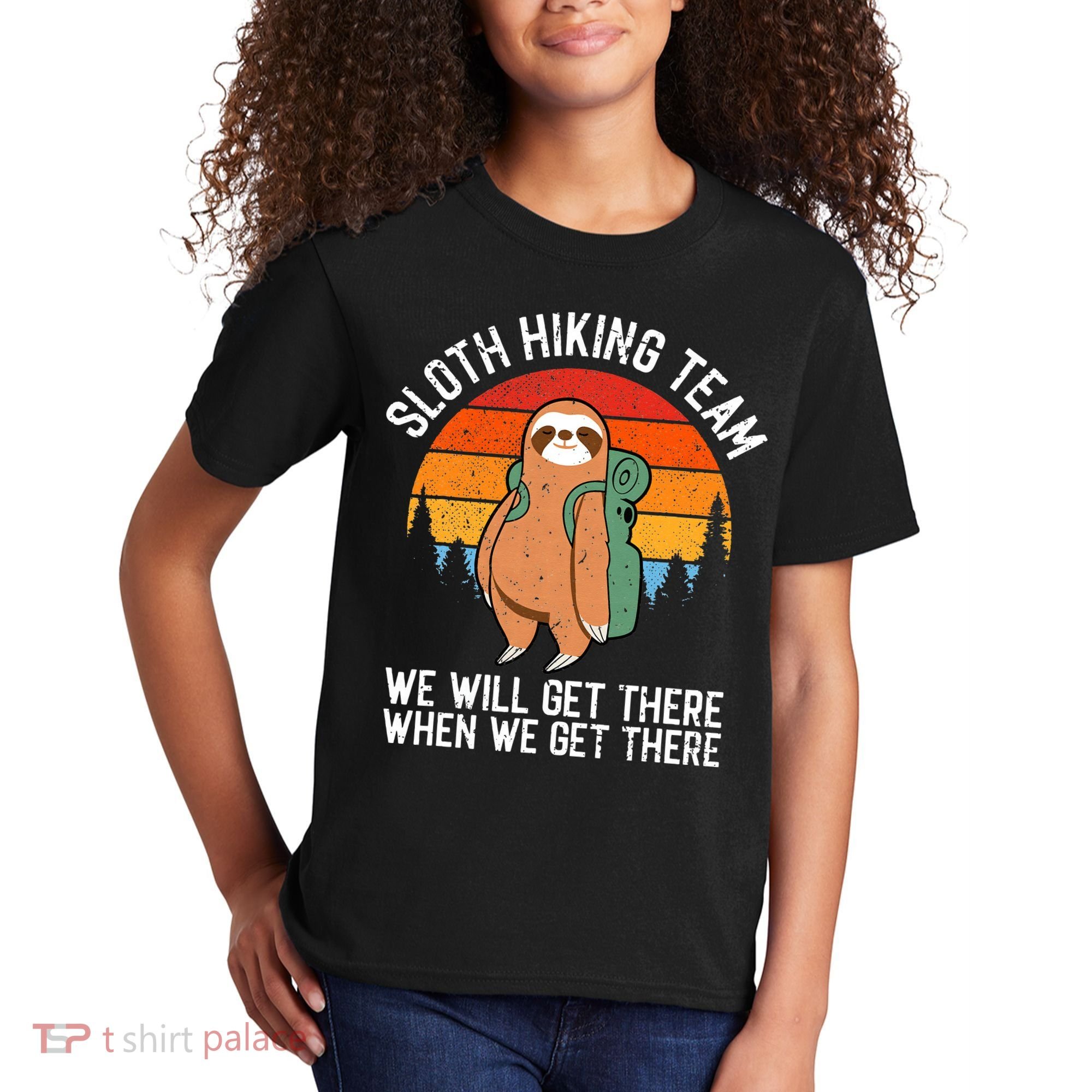 Sloth Funny Sloth Hiking Tee Sloth Lover Kids T-Shirt