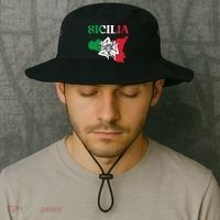 Sicilia Flag Sicily Palermo Italy Bucket Hat thumb 2