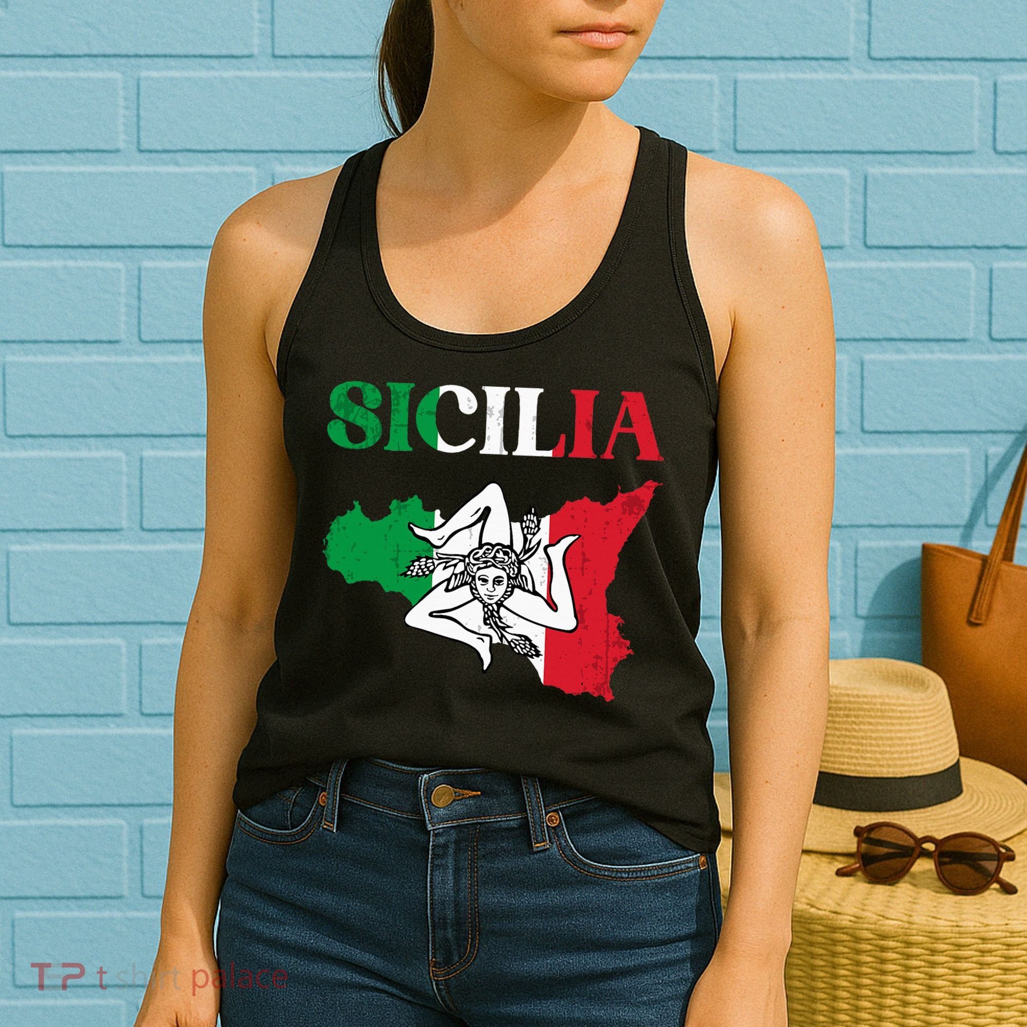Sicilia Flag Sicily Palermo Italy Women's Tank Top