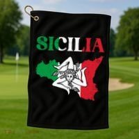 Sicilia Flag Sicily Palermo Italy Golf Towel thumb 1