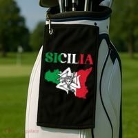 Sicilia Flag Sicily Palermo Italy Golf Towel thumb 2