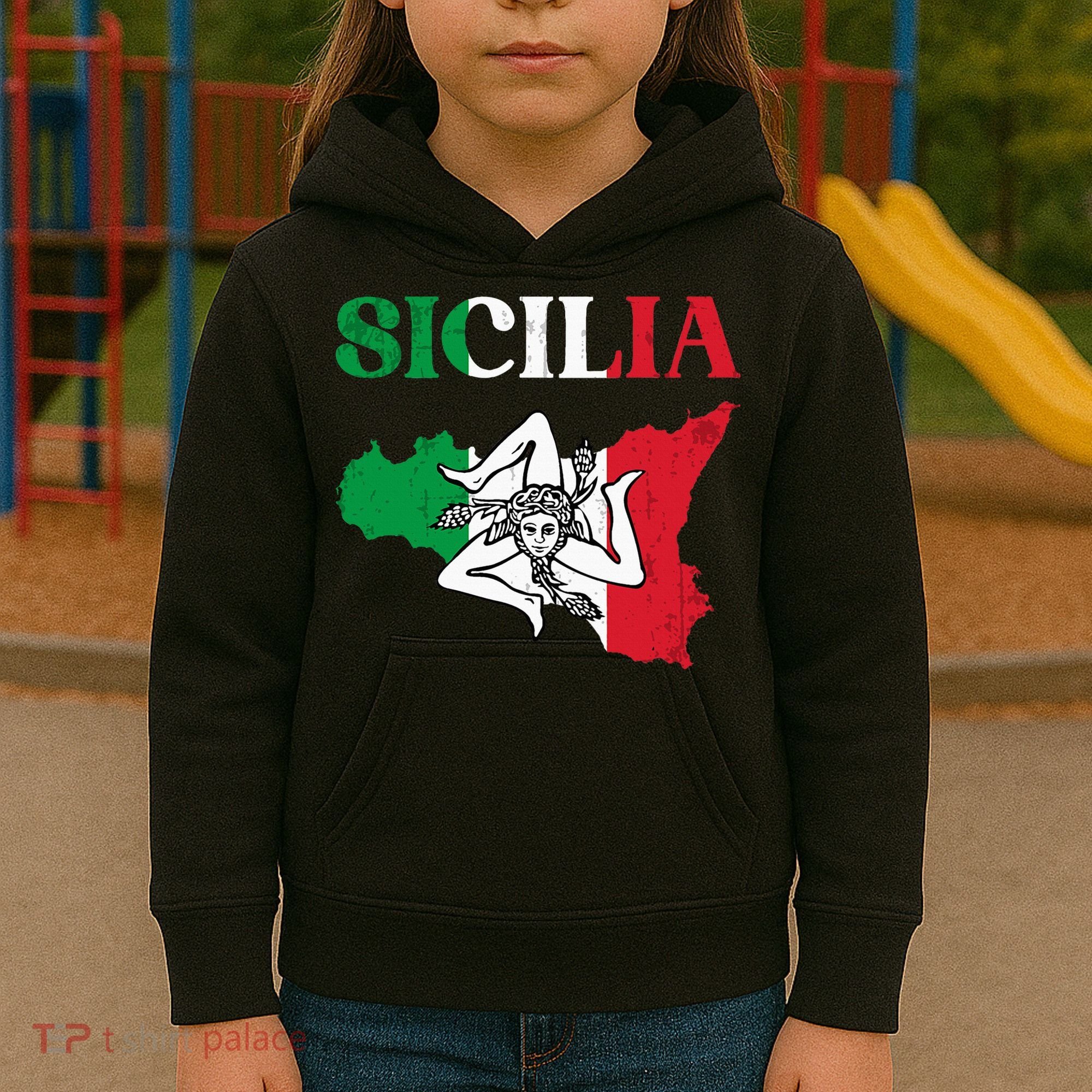 Sicilia Flag Sicily Palermo Italy Kids Hoodie