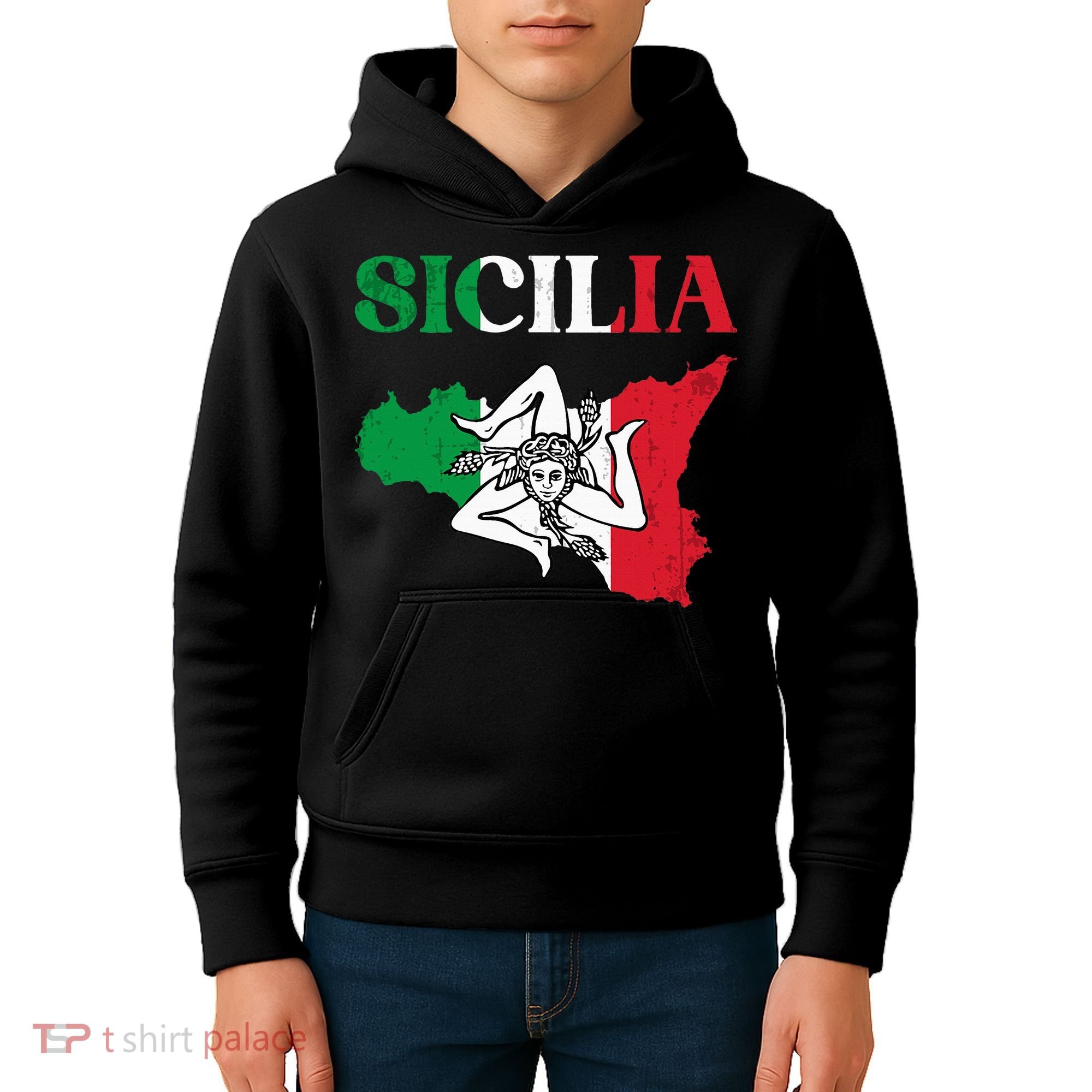 Sicilia Flag Sicily Palermo Italy Kids Hoodie