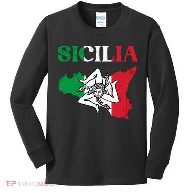 Sicilia Flag Sicily Palermo Italy Kids Long Sleeve Shirt