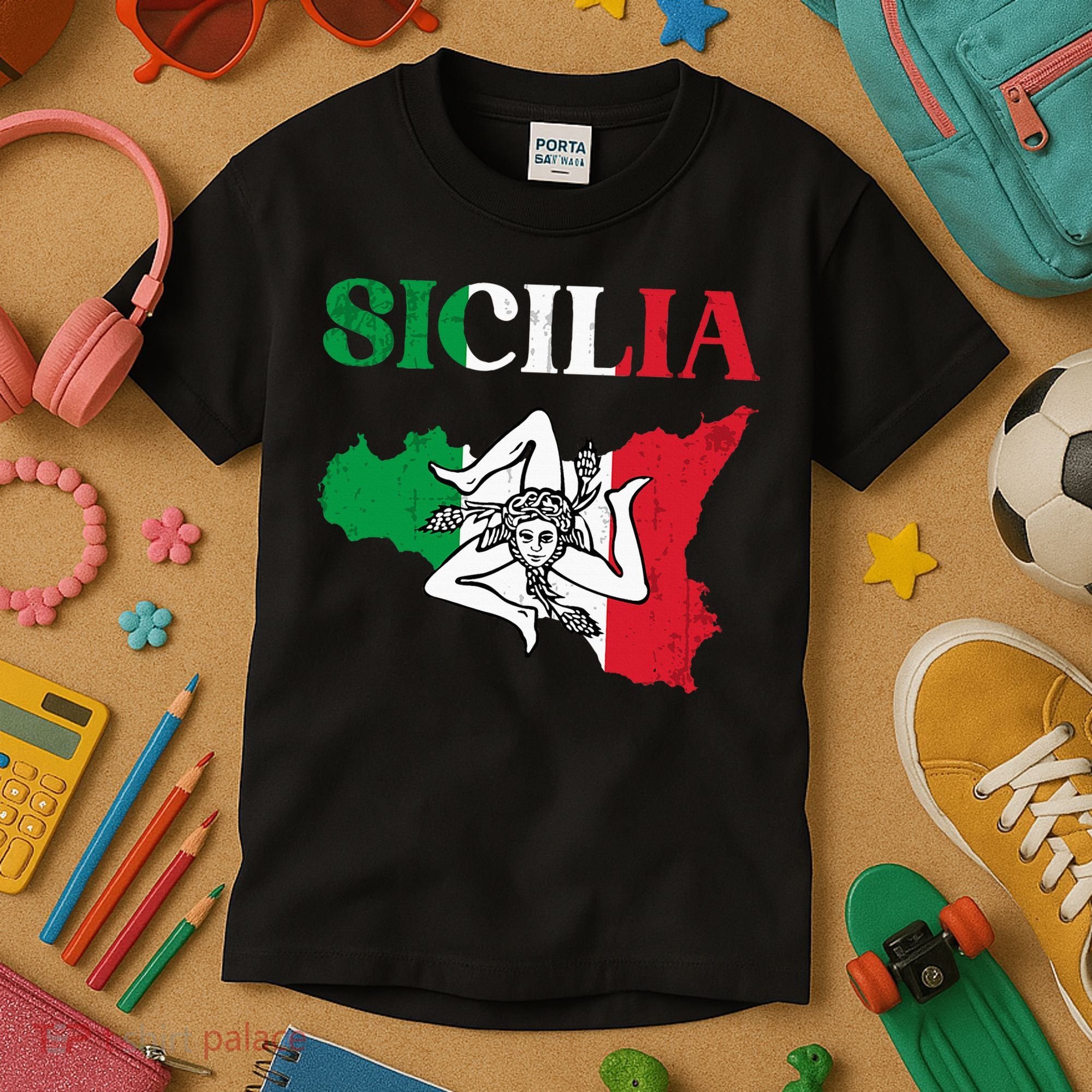 Sicilia Flag Sicily Palermo Italy Kids T-Shirt