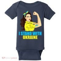 Strong Female Support Ukraine I Stand With Ukraine Baby Bodysuit thumb 0