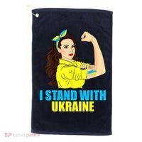 Strong Female Support Ukraine I Stand With Ukraine Golf Towel thumb 0