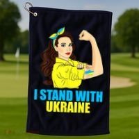 Strong Female Support Ukraine I Stand With Ukraine Golf Towel thumb 1