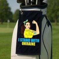 Strong Female Support Ukraine I Stand With Ukraine Golf Towel thumb 2