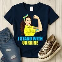 Strong Female Support Ukraine I Stand With Ukraine Women's T-Shirt thumb 3