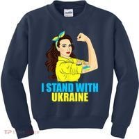 Strong Female Support Ukraine I Stand With Ukraine Kids Sweatshirt thumb 0