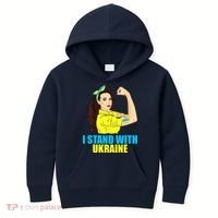 Strong Female Support Ukraine I Stand With Ukraine Kids Hoodie thumb 0