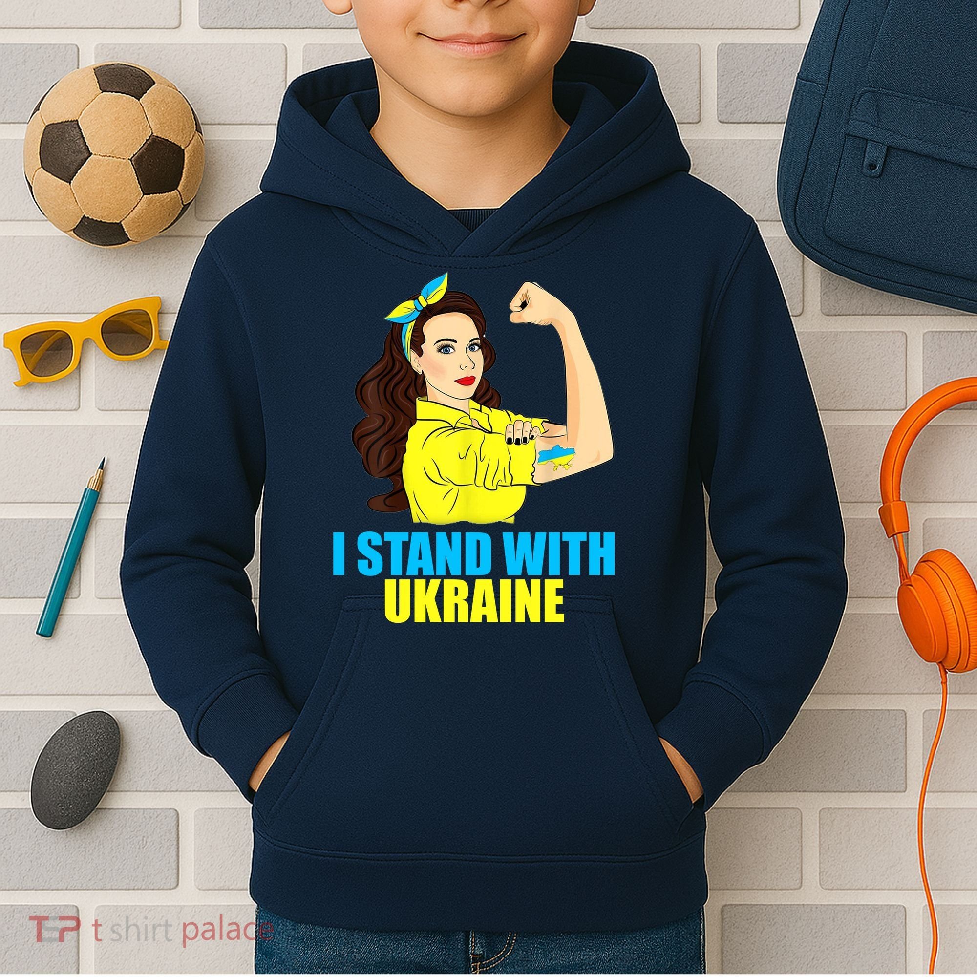 Strong Female Support Ukraine I Stand With Ukraine Kids Hoodie