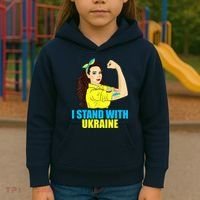 Strong Female Support Ukraine I Stand With Ukraine Kids Hoodie thumb 3