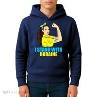 Strong Female Support Ukraine I Stand With Ukraine Kids Hoodie thumb 4