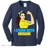 Strong Female Support Ukraine I Stand With Ukraine Kids Long Sleeve Shirt thumb 0