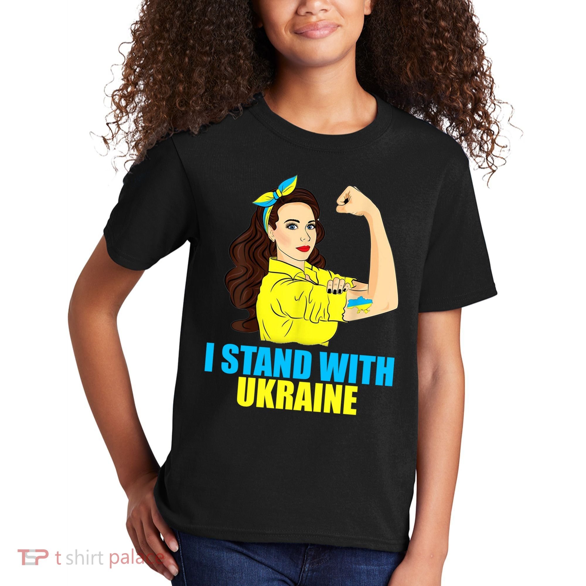 Strong Female Support Ukraine I Stand With Ukraine Kids T-Shirt