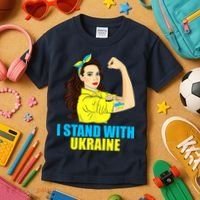 Strong Female Support Ukraine I Stand With Ukraine Kids T-Shirt thumb 3