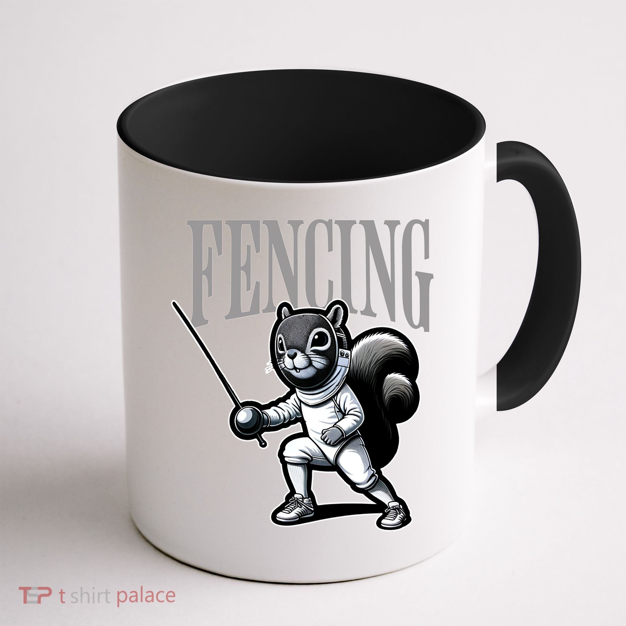 Squirrel Fencing Sports Fan Cartoon Style  Coffee Mug