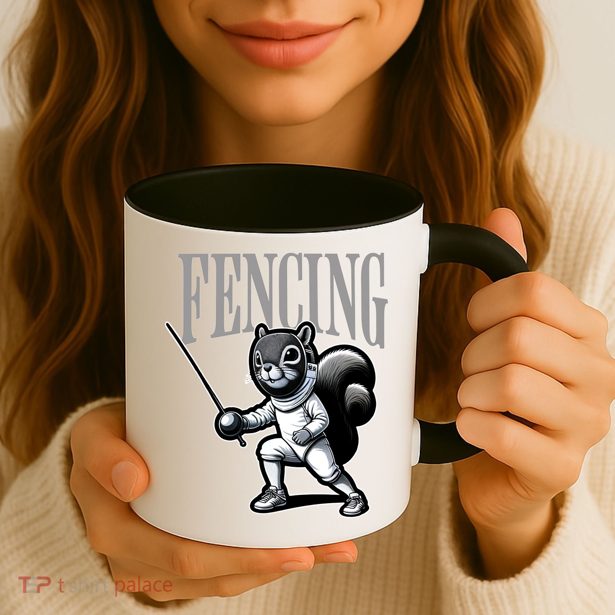 Squirrel Fencing Sports Fan Cartoon Style  Coffee Mug
