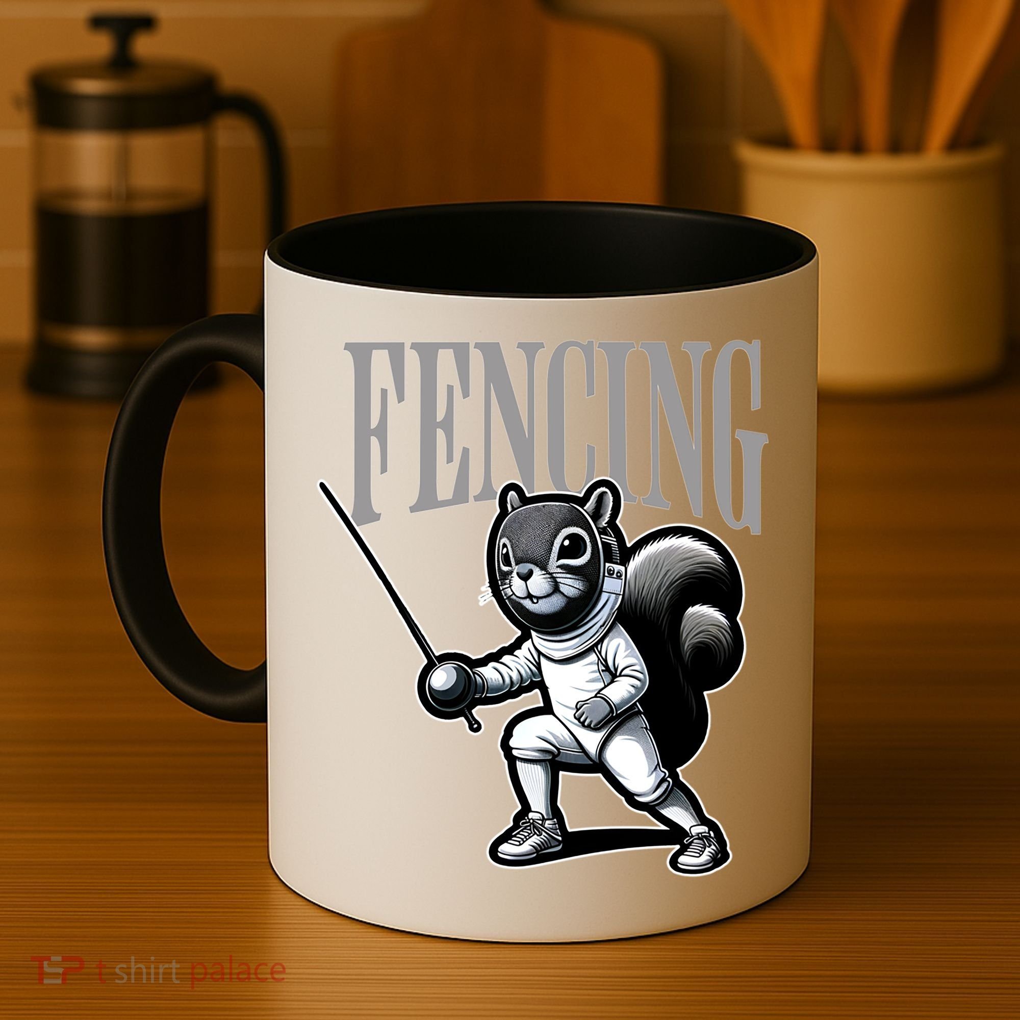 Squirrel Fencing Sports Fan Cartoon Style  Coffee Mug