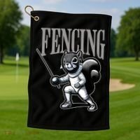 Squirrel Fencing Sports Fan Cartoon Style  Golf Towel thumb 1