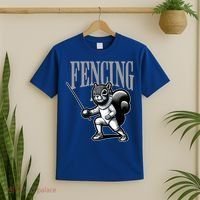 Squirrel Fencing Sports Fan Cartoon Style  T-Shirt thumb 2