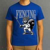 Squirrel Fencing Sports Fan Cartoon Style  T-Shirt thumb 3