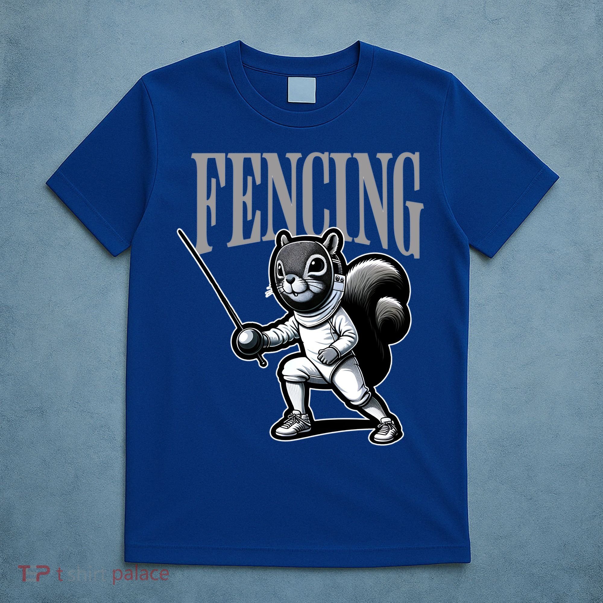 Squirrel Fencing Sports Fan Cartoon Style  T-Shirt